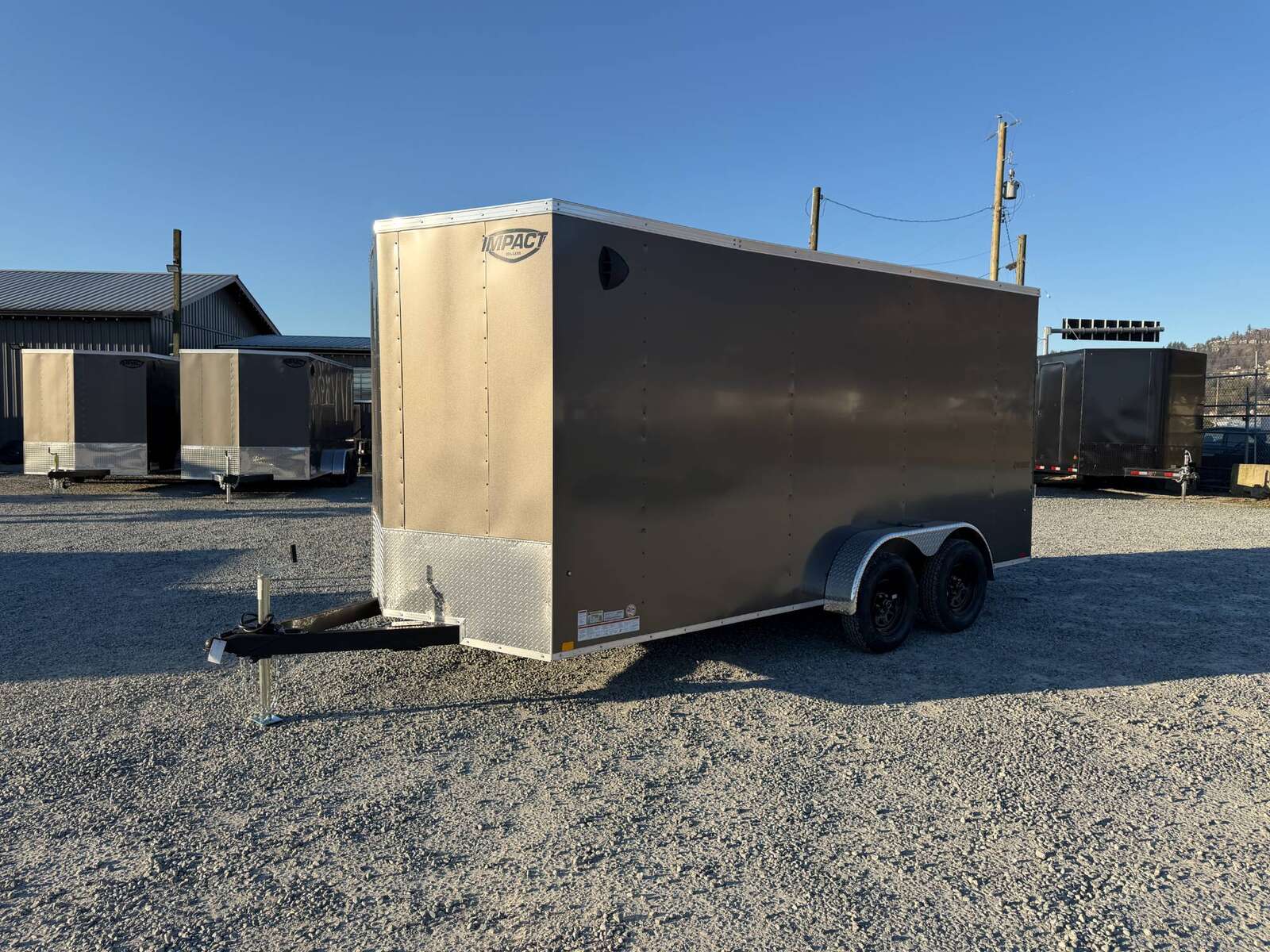 Photo of 2026 Impact Quake 7X16 V-Nose Ramp Door Cargo / Enclosed Trailer Extra Height Charcoal Grey 7000lb GVW