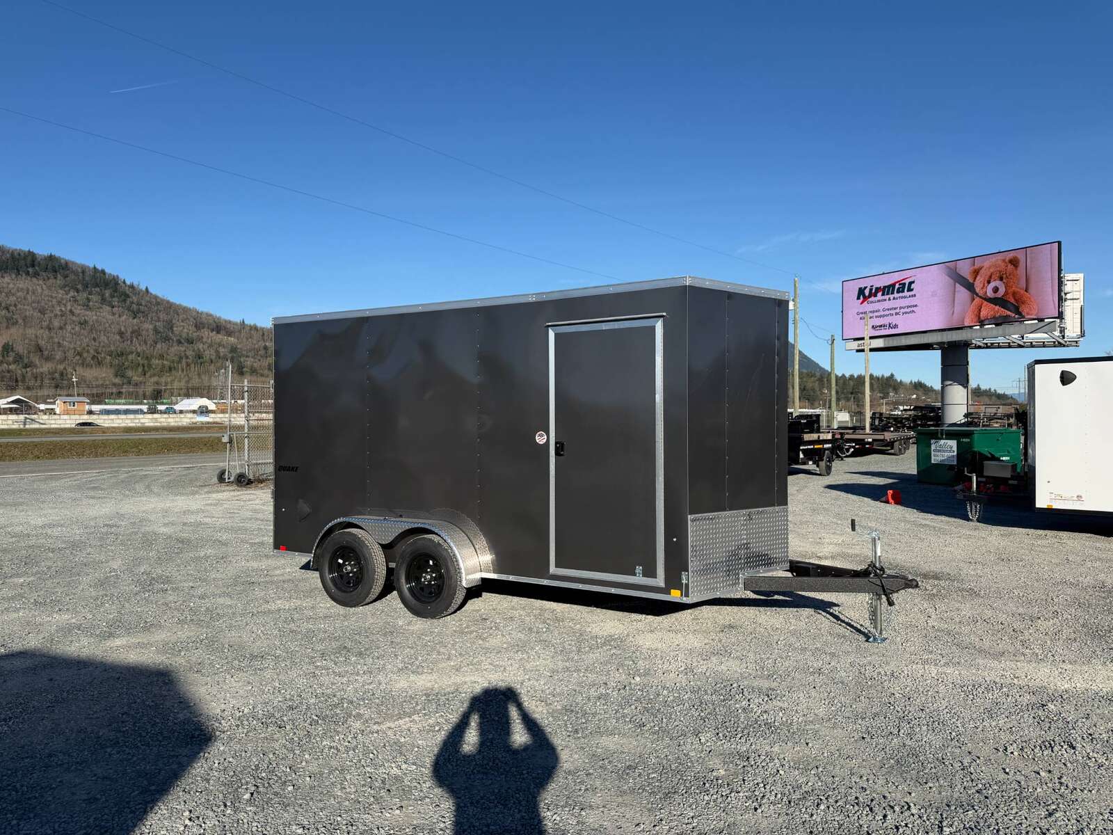 Photo of 2026 Impact 7x14 Quake V Nose Cargo Enclosed Trailer Ramp Door Extra Height Charcoal Grey 7000lb GVW
