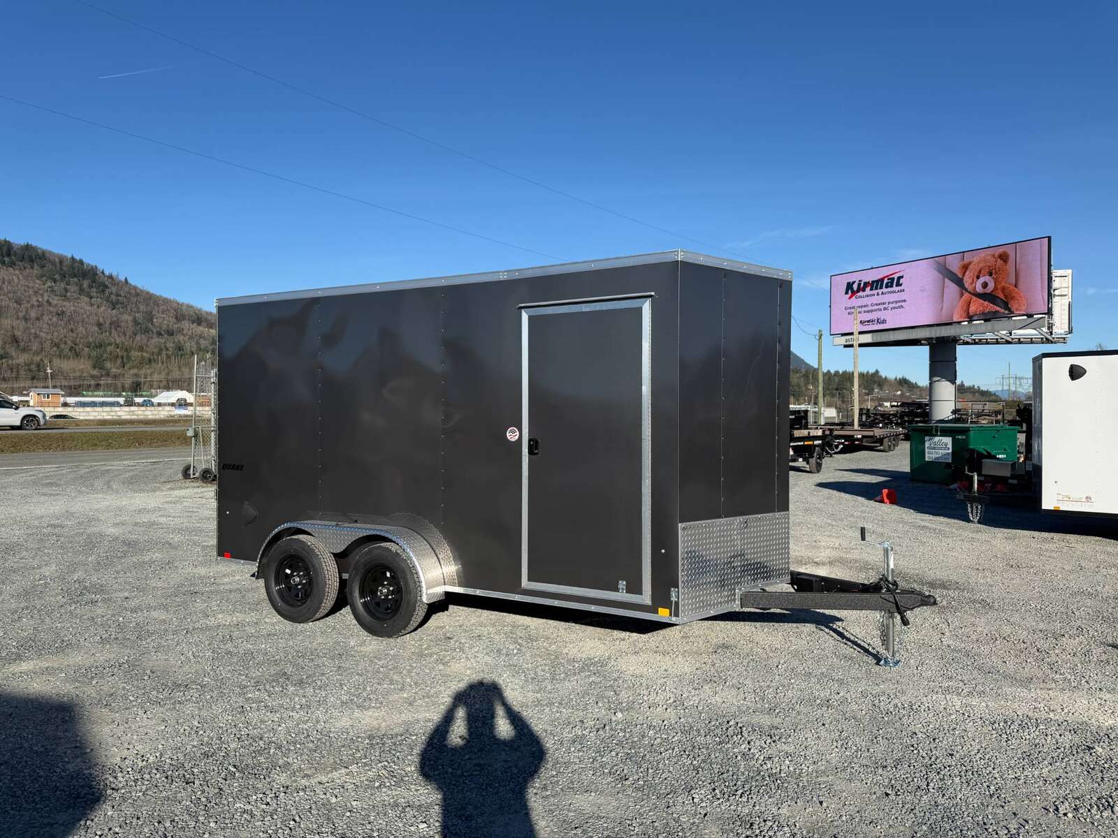 Photo of 2026 Impact 7x14 Quake V Nose Cargo Enclosed Trailer Ramp Door Extra Height Charcoal Grey 7000lb GVW