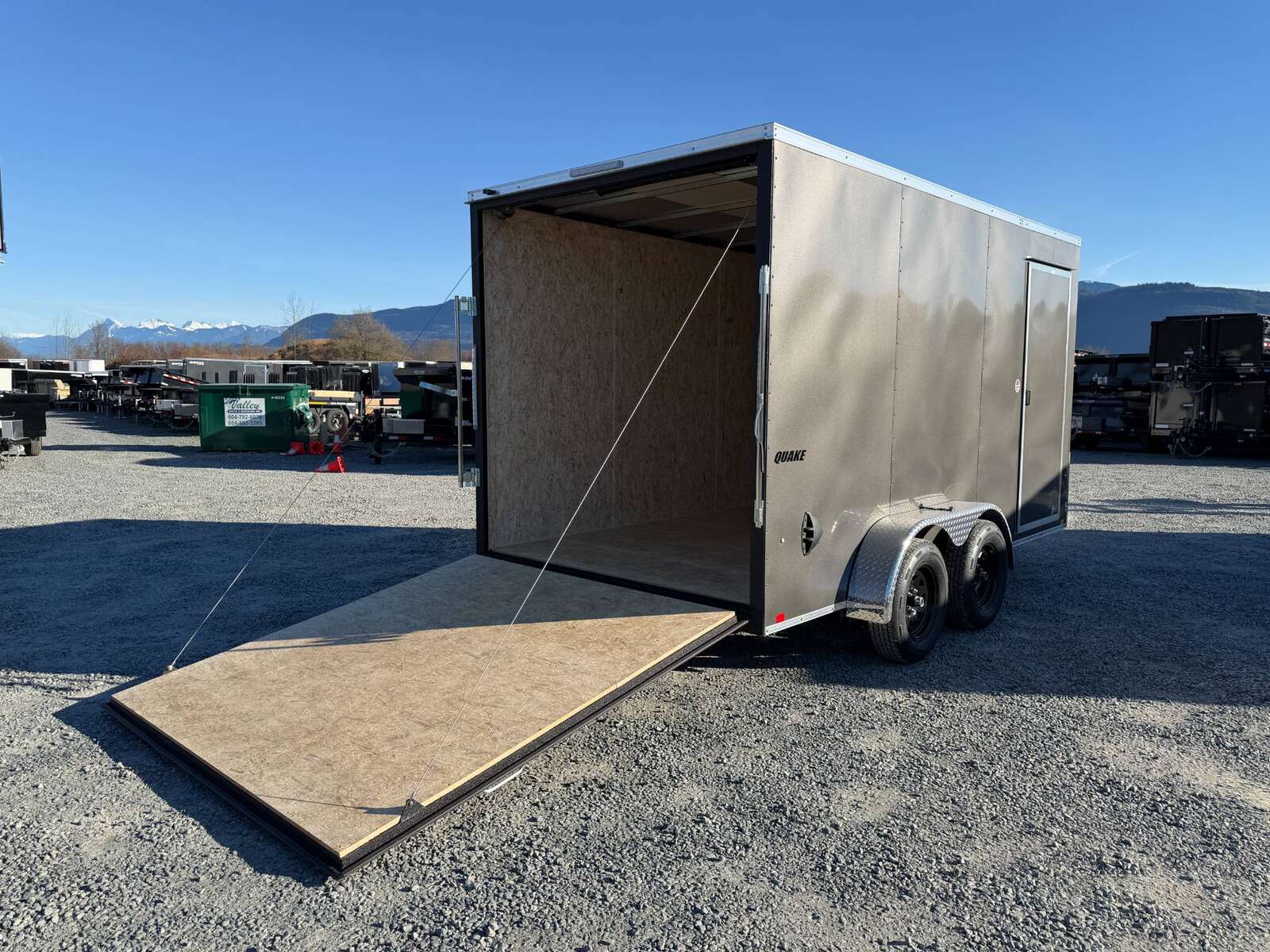 Photo of 2026 Impact 7x14 Quake V Nose Cargo Enclosed Trailer Ramp Door Extra Height Charcoal Grey 7000lb GVW