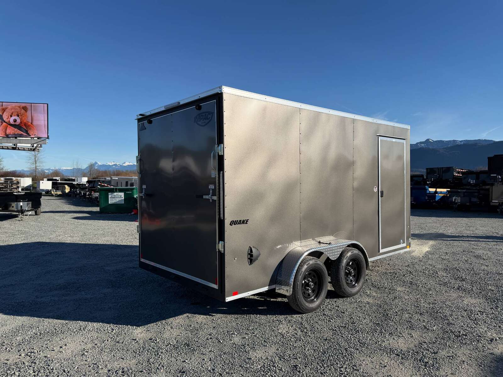 Photo of 2026 Impact 7x14 Quake V Nose Cargo Enclosed Trailer Ramp Door Extra Height Charcoal Grey 7000lb GVW