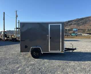 Thumbnail Photo of 2026 Impact Quake 6x10 V Nose Cargo / Enclosed Trailer Charcoal Grey Ramp Door Extra Height 2990lb GVW