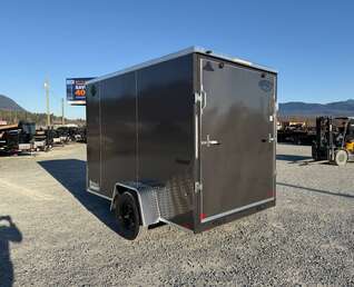 Thumbnail Photo of 2026 Impact Quake 6x10 V Nose Cargo / Enclosed Trailer Charcoal Grey Ramp Door Extra Height 2990lb GVW