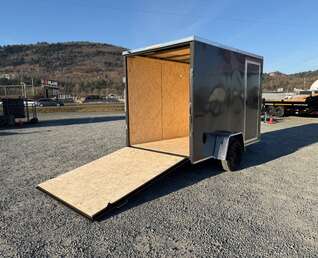 Thumbnail Photo of 2026 Impact Quake 6x10 V Nose Cargo / Enclosed Trailer Charcoal Grey Ramp Door Extra Height 2990lb GVW