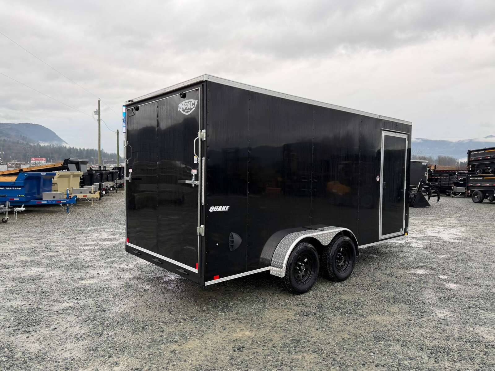Photo of 2026 Impact Quake 7X16 V-Nose Ramp Door Cargo / Enclosed Trailer Extra Height Black 7000lb GVW