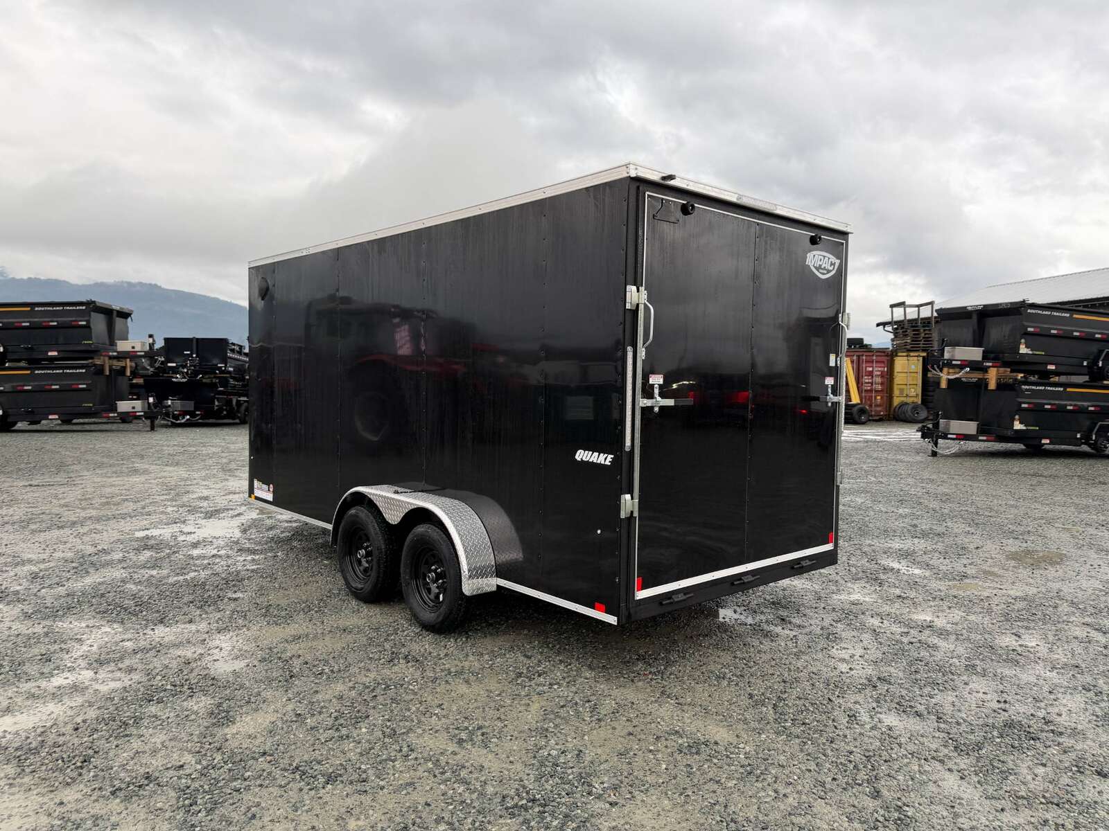 Photo of 2026 Impact Quake 7X16 V-Nose Ramp Door Cargo / Enclosed Trailer Extra Height Black 7000lb GVW