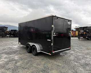 Thumbnail Photo of 2026 Impact Quake 7X16 V-Nose Ramp Door Cargo / Enclosed Trailer Extra Height Black 7000lb GVW