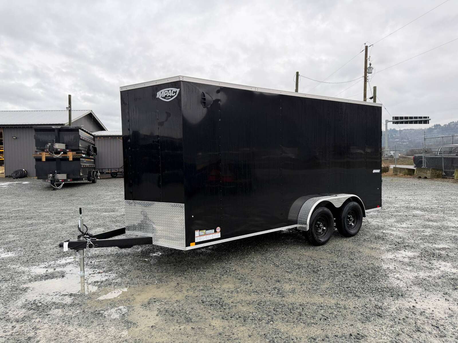 Photo of 2026 Impact Quake 7X16 V-Nose Ramp Door Cargo / Enclosed Trailer Extra Height Black 7000lb GVW