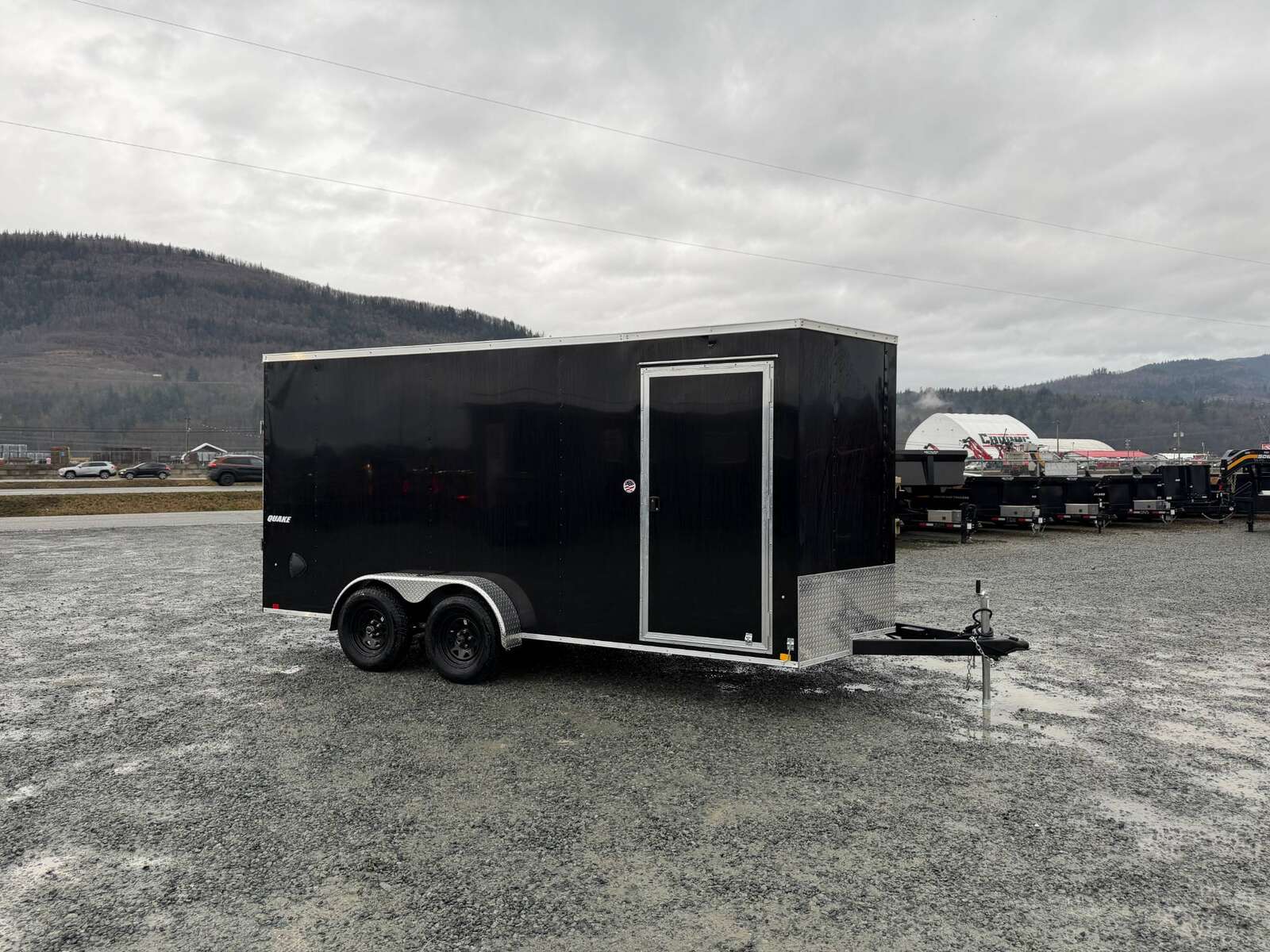 Photo of 2026 Impact Quake 7X16 V-Nose Ramp Door Cargo / Enclosed Trailer Extra Height Black 7000lb GVW