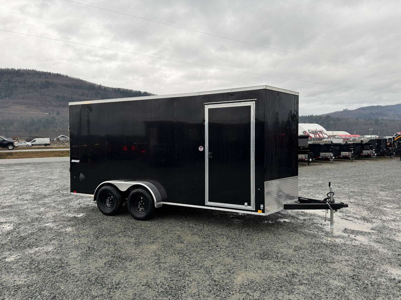 Photo of 2026 Impact Quake 7X16 V-Nose Ramp Door Cargo / Enclosed Trailer Extra Height Black 7000lb GVW