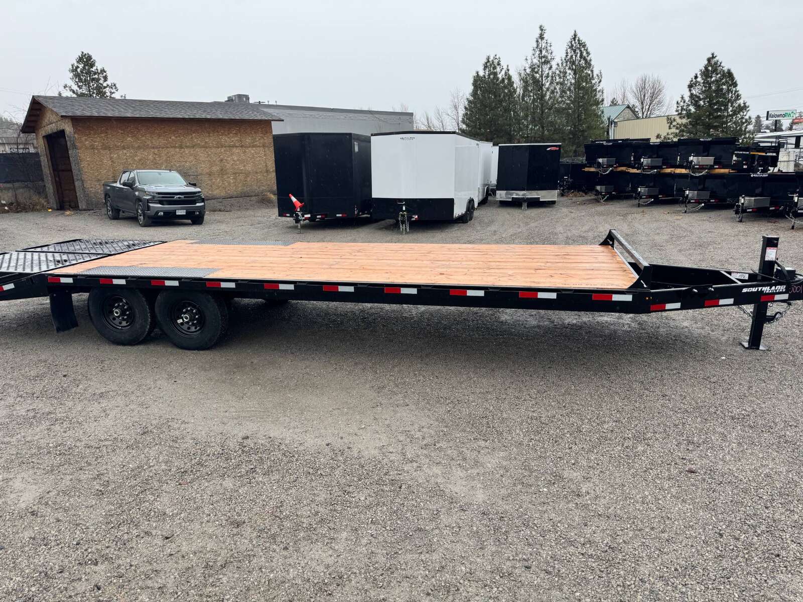 Photo of 2026 Southland Trailer 8x20 +5ft Dovetail Flip Over Ramps Deckover Trailer 15,400lb GVW Flat Deck