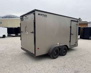 Thumbnail Photo of 2026 Royal Cargo 7X14 V Nose 7700LB GVW RAMP DOOR Pewter w/ Blackout Package Enclosed Cargo Trailer Extra Tall