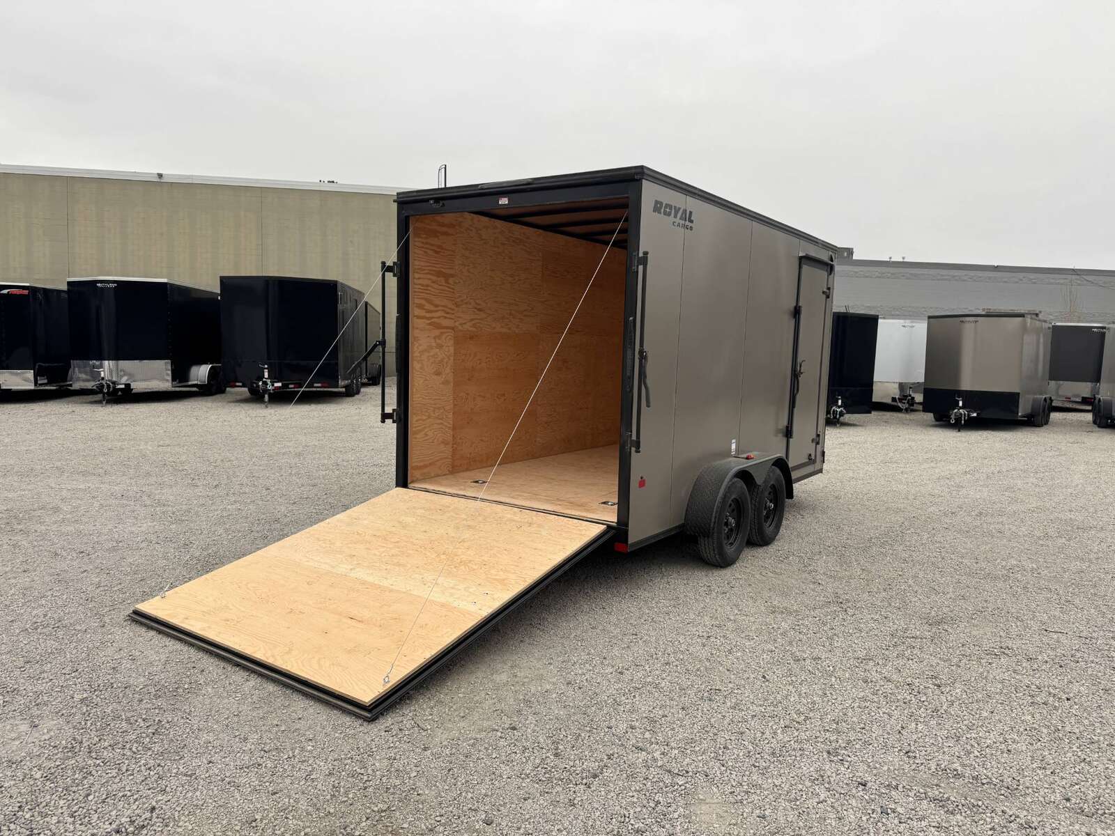 Photo of 2026 Royal Cargo 7X14 V Nose 7700LB GVW RAMP DOOR Pewter w/ Blackout Package Enclosed Cargo Trailer Extra Tall