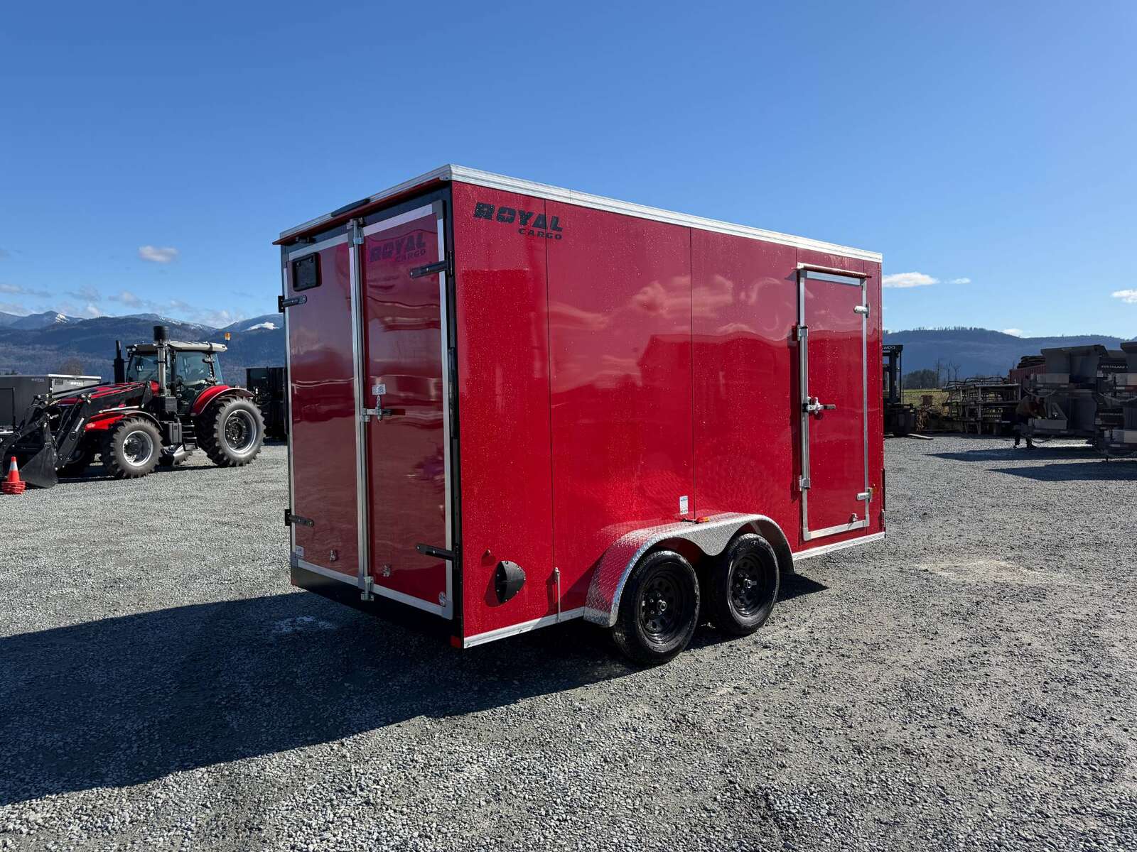 Photo of 2026 Royal Cargo 7X14 V Nose 7700LB GVW BARN DOORS RED Enclosed Trailer Extra Tall