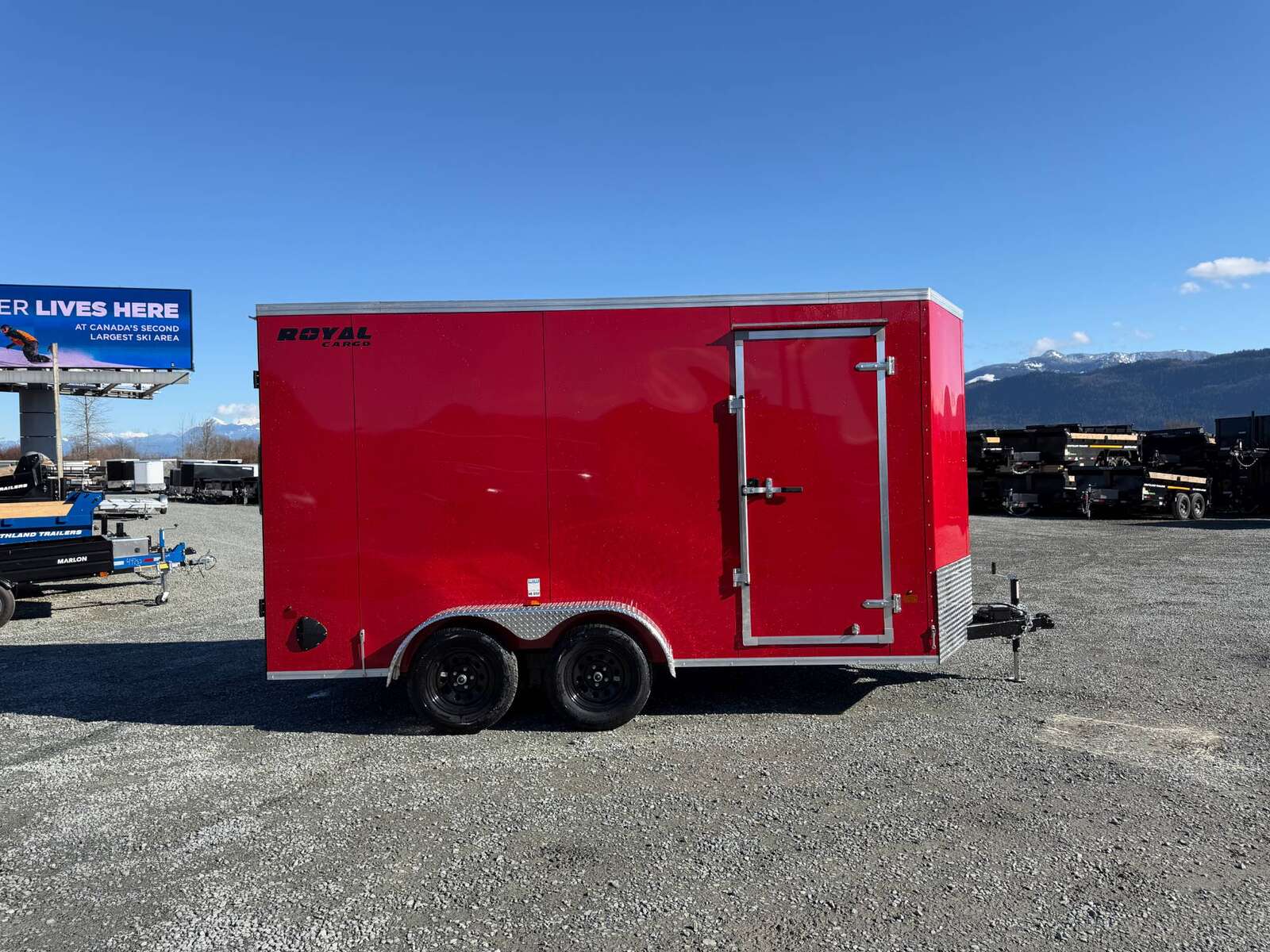 Photo of 2026 Royal Cargo 7X14 V Nose 7700LB GVW BARN DOORS RED Enclosed Trailer Extra Tall