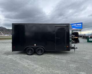 Thumbnail Photo of 2026 Royal 7.5X16 V-NOSE RAMP DOOR EXTRA HEIGHT Cargo / Enclosed Trailer Black w/ Blackout Package 7700lb GVW (GSR)