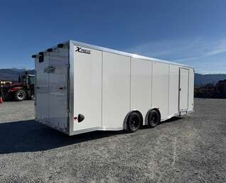 Thumbnail Photo of 2026 ALCOM ALUMINUM 8.5x24 CAR HAULER TRAILER 9900lb GVW WHITE LARGE ESCAPE SIDE DOOR CARGO ENCLOSED