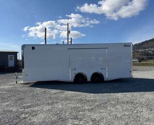 Thumbnail Photo of 2026 ALCOM ALUMINUM 8.5x24 CAR HAULER TRAILER 9900lb GVW WHITE LARGE ESCAPE SIDE DOOR CARGO ENCLOSED