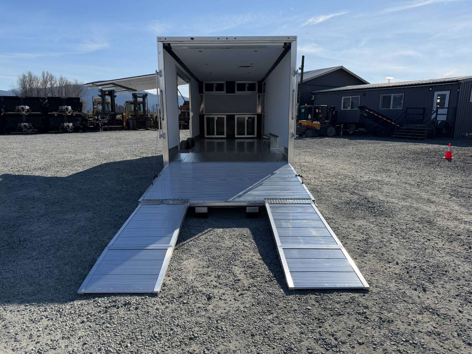 Photo of 2026 ALCOM ALUMINUM 8.5x24 CAR HAULER TRAILER 9900lb GVW WHITE LARGE ESCAPE SIDE DOOR CARGO ENCLOSED