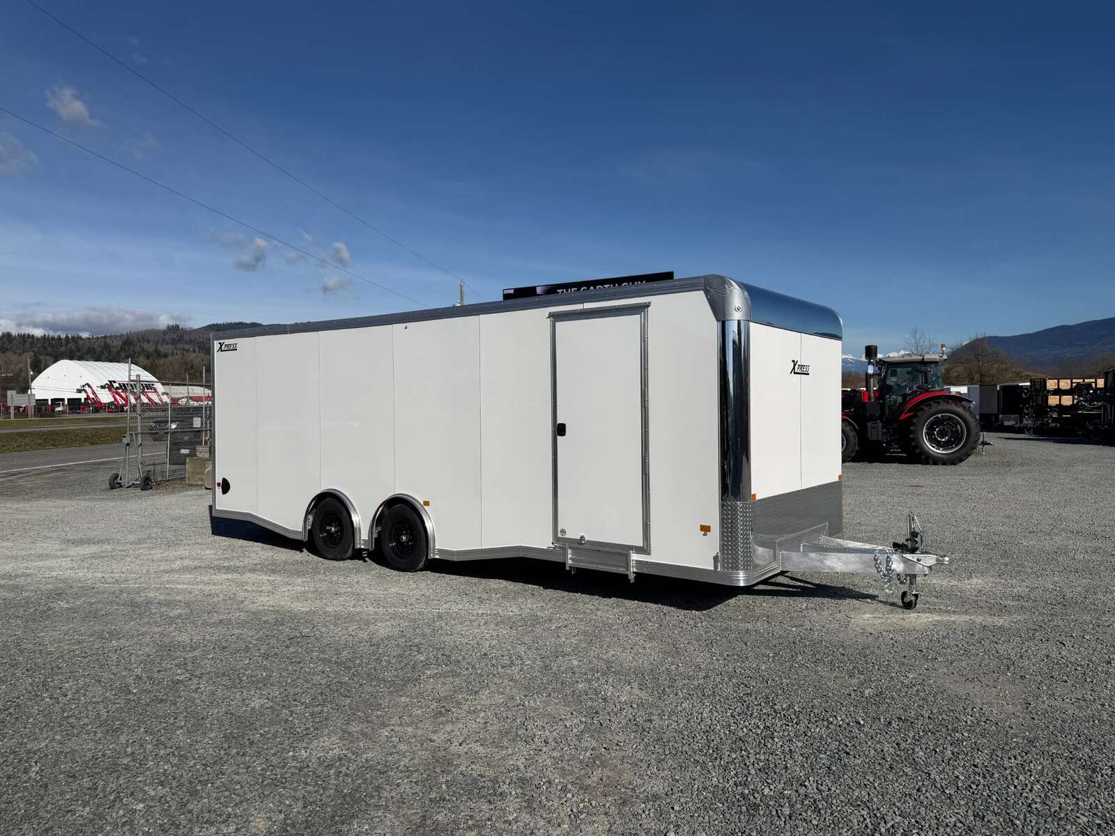 Photo of 2026 ALCOM ALUMINUM 8.5x24 CAR HAULER TRAILER 9900lb GVW WHITE LARGE ESCAPE SIDE DOOR CARGO ENCLOSED