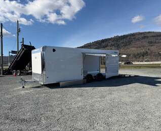 Thumbnail Photo of 2026 ALCOM ALUMINUM 8.5x24 CAR HAULER TRAILER 9900lb GVW WHITE LARGE ESCAPE SIDE DOOR CARGO ENCLOSED