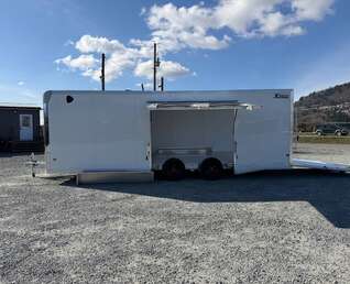 Thumbnail Photo of 2026 ALCOM ALUMINUM 8.5x24 CAR HAULER TRAILER 9900lb GVW WHITE LARGE ESCAPE SIDE DOOR CARGO ENCLOSED