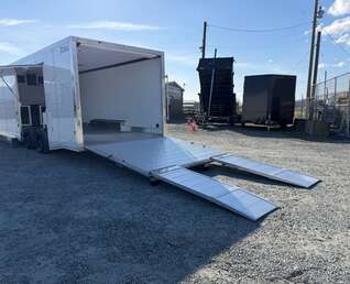 Thumbnail Photo of 2026 ALCOM ALUMINUM 8.5x24 CAR HAULER TRAILER 9900lb GVW WHITE LARGE ESCAPE SIDE DOOR CARGO ENCLOSED