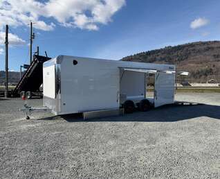 Thumbnail Photo of 2026 ALCOM ALUMINUM 8.5x24 CAR HAULER TRAILER 9900lb GVW WHITE LARGE ESCAPE SIDE DOOR CARGO ENCLOSED