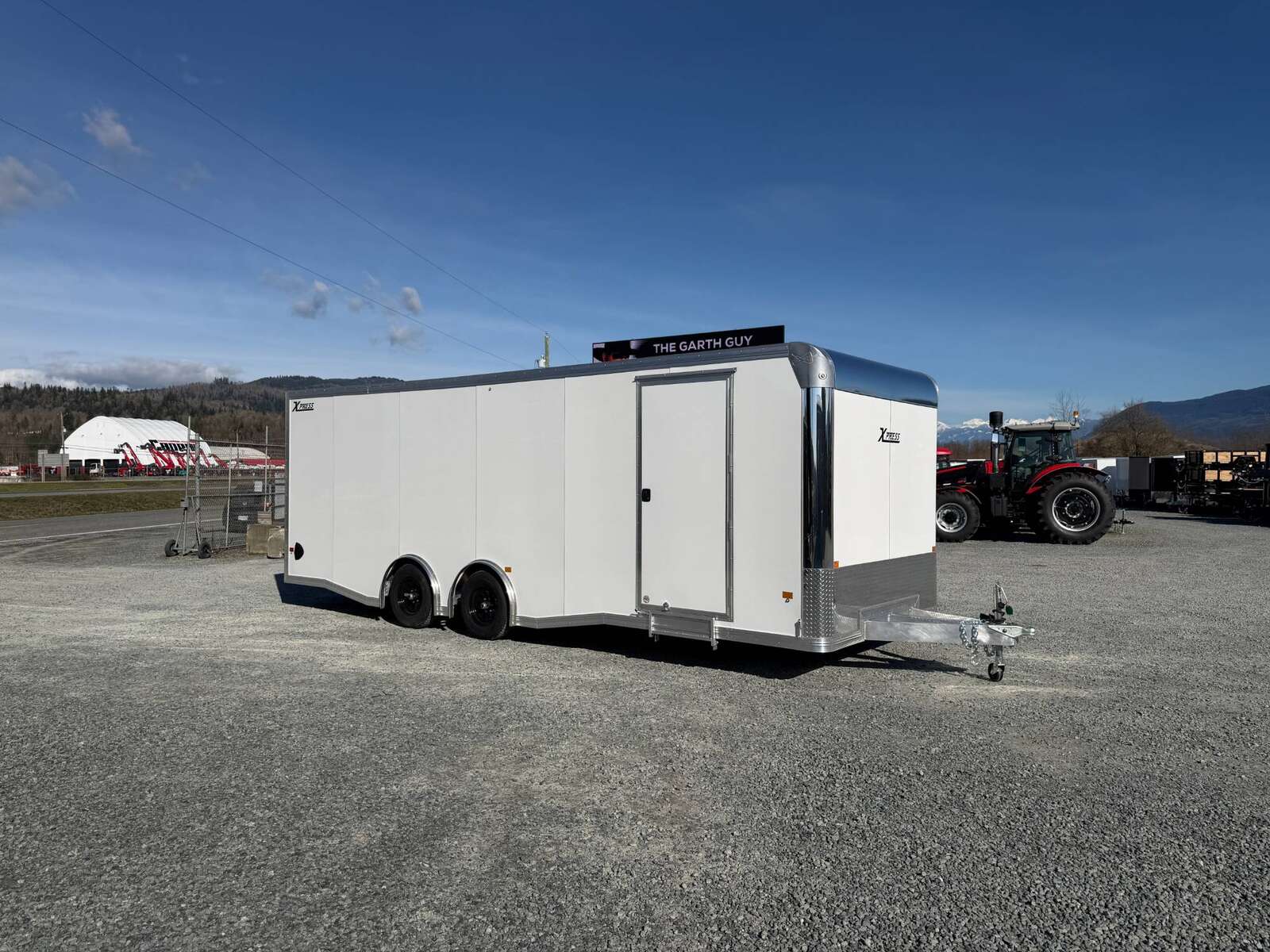 Photo of 2026 ALCOM ALUMINUM 8.5x24 CAR HAULER TRAILER 9900lb GVW WHITE LARGE ESCAPE SIDE DOOR CARGO ENCLOSED