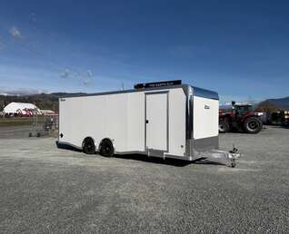 Thumbnail Photo of 2026 ALCOM ALUMINUM 8.5x24 CAR HAULER TRAILER 9900lb GVW WHITE LARGE ESCAPE SIDE DOOR CARGO ENCLOSED