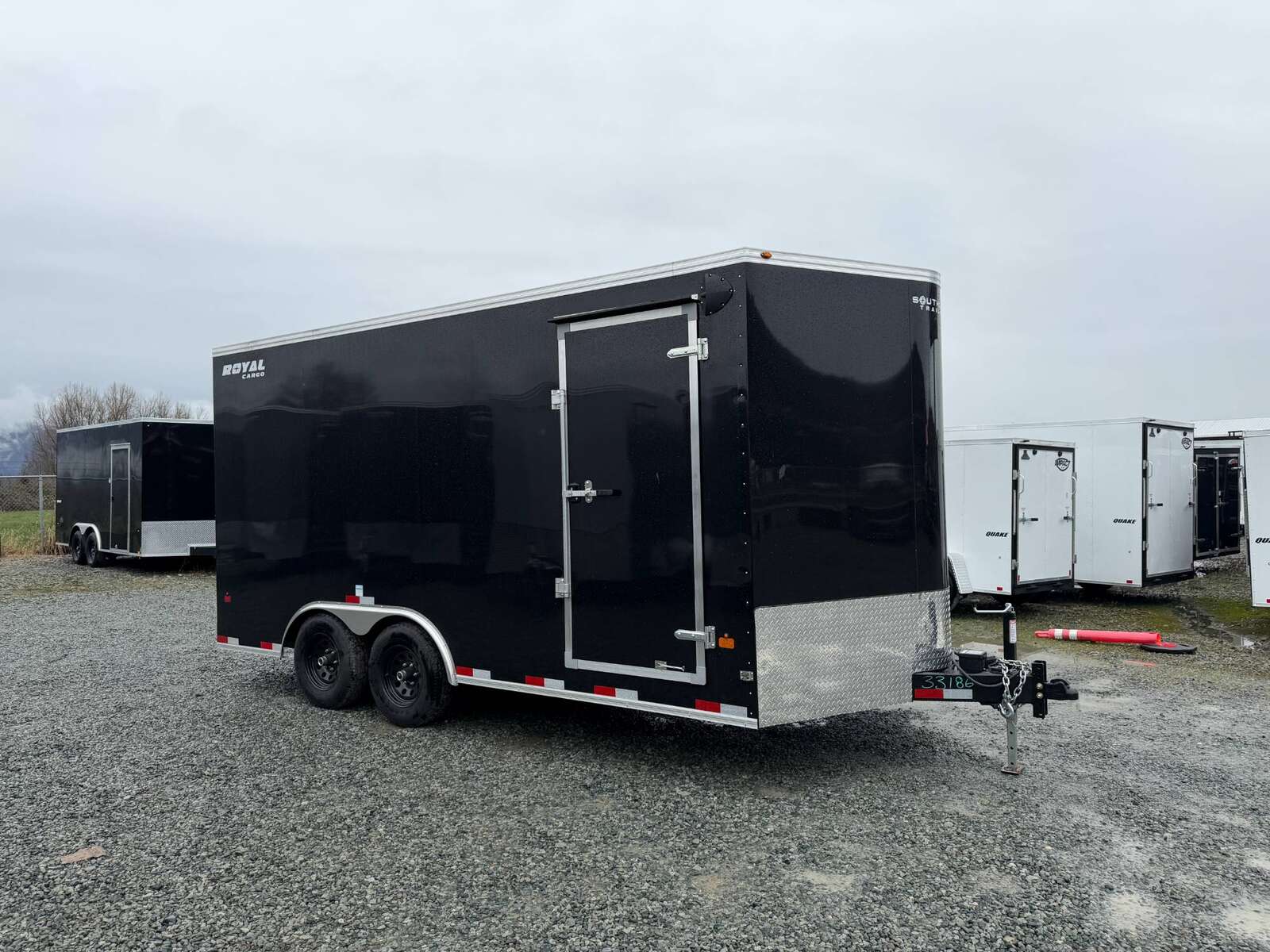 Photo of 2026 Royal Cargo 8.5X16 V NOSE Cargo / Enclosed Trailer BLACK RAMP DOOR EXTRA HEIGHT 11,400LB GVW