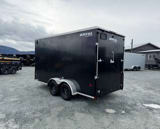 Thumbnail Photo of 2026 Royal Cargo 7X14 V Nose 7700LB GVW RAMP DOOR Black Enclosed Cargo Trailer Extra Tall (GSR)