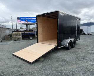 Thumbnail Photo of 2026 Royal Cargo 7X14 V Nose 7700LB GVW RAMP DOOR Black Enclosed Cargo Trailer Extra Tall (GSR)
