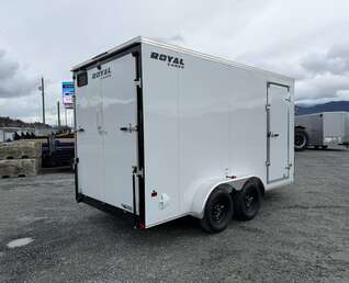 Thumbnail Photo of 2026 Royal Cargo 7X14 V Nose 7700LB GVW RAMP DOOR White Enclosed Cargo Trailer Extra Tall (GSR)