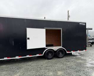 Thumbnail Photo of 2026 Royal Cargo 8.5x24 V Nose Car Hauler Cargo / Enclosed Trailer w/ Side Escape Door 11,400lb GVW Satin Black Ramp Door Extra Height