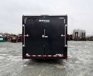 Thumbnail Photo of 2026 Royal Cargo 8.5x24 V Nose Car Hauler Cargo / Enclosed Trailer w/ Side Escape Door 11,400lb GVW Satin Black Ramp Door Extra Height