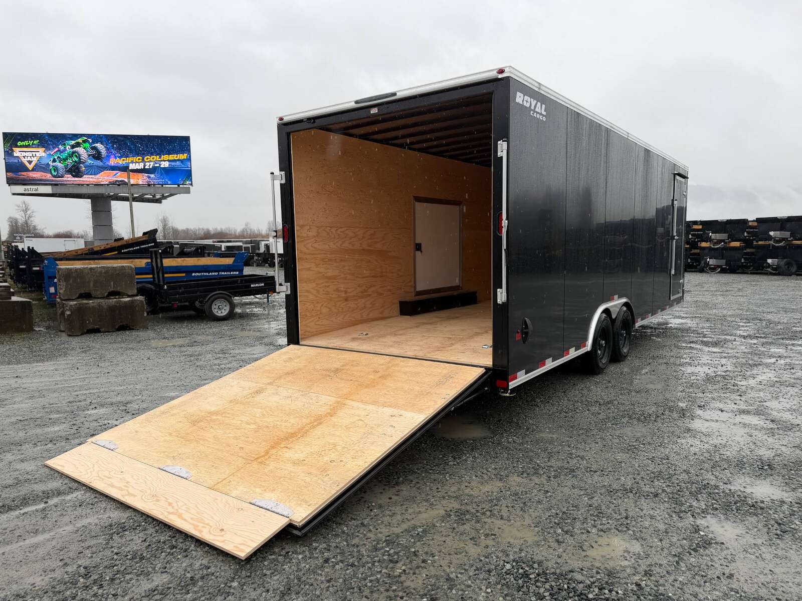 Photo of 2026 Royal Cargo 8.5x24 V Nose Car Hauler Cargo / Enclosed Trailer w/ Side Escape Door 11,400lb GVW Satin Black Ramp Door Extra Height