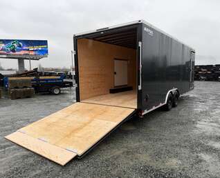 Thumbnail Photo of 2026 Royal Cargo 8.5x24 V Nose Car Hauler Cargo / Enclosed Trailer w/ Side Escape Door 11,400lb GVW Satin Black Ramp Door Extra Height