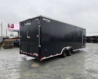 Thumbnail Photo of 2026 Royal Cargo 8.5x24 V Nose Car Hauler Cargo / Enclosed Trailer w/ Side Escape Door 11,400lb GVW Satin Black Ramp Door Extra Height