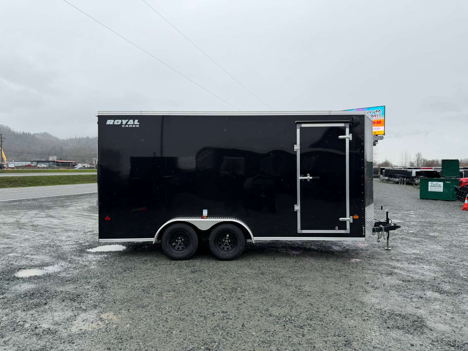 Photo of Pre Owned Used 2026 Royal 7x16 Enclosed Cargo Trailer V Nose Ramp Door Black 7700lb GVW Extra Height