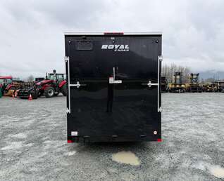 Thumbnail Photo of Pre Owned Used 2026 Royal 7x16 Enclosed Cargo Trailer V Nose Ramp Door Black 7700lb GVW Extra Height