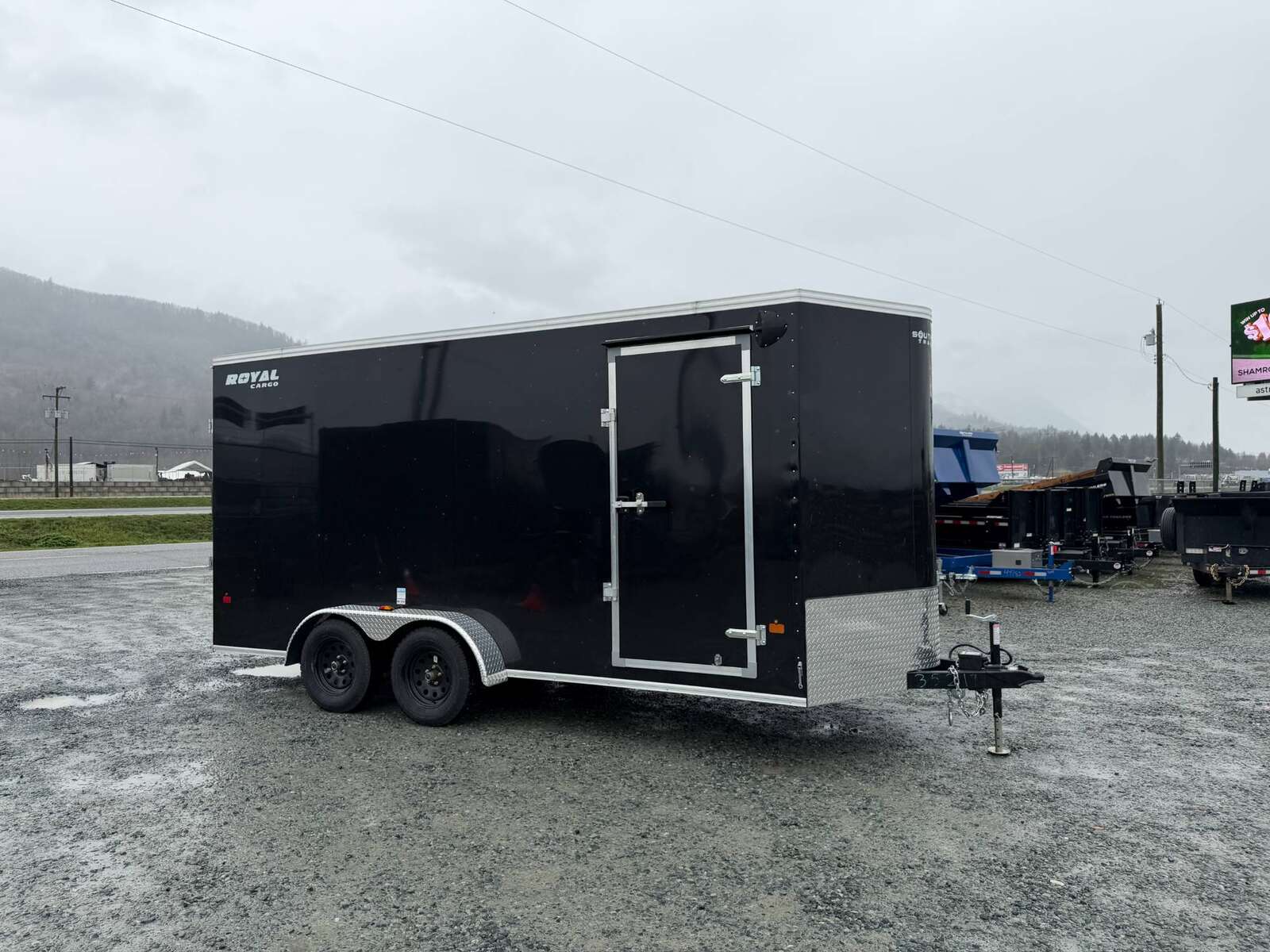 Photo of Pre Owned Used 2026 Royal 7x16 Enclosed Cargo Trailer V Nose Ramp Door Black 7700lb GVW Extra Height
