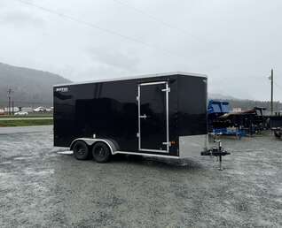 Thumbnail Photo of Pre Owned Used 2026 Royal 7x16 Enclosed Cargo Trailer V Nose Ramp Door Black 7700lb GVW Extra Height