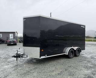 Thumbnail Photo of Pre Owned Used 2026 Royal 7x16 Enclosed Cargo Trailer V Nose Ramp Door Black 7700lb GVW Extra Height
