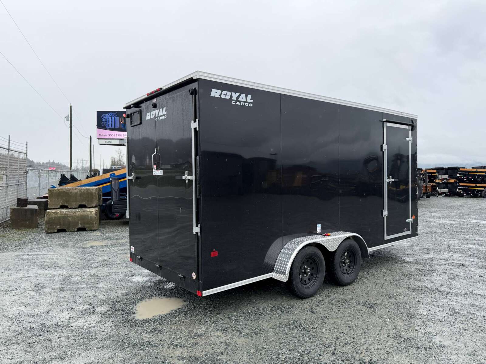 Photo of Pre Owned Used 2026 Royal 7x16 Enclosed Cargo Trailer V Nose Ramp Door Black 7700lb GVW Extra Height