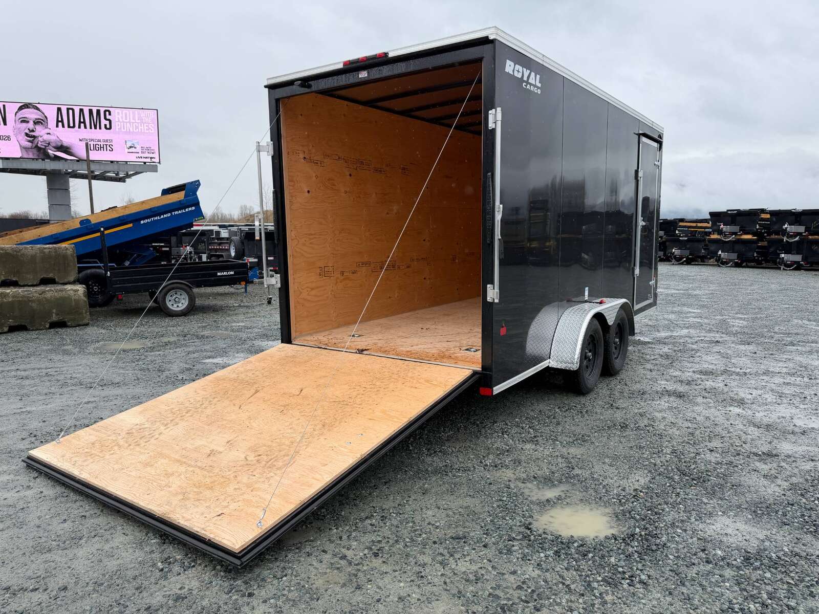 Photo of Pre Owned Used 2026 Royal 7x16 Enclosed Cargo Trailer V Nose Ramp Door Black 7700lb GVW Extra Height