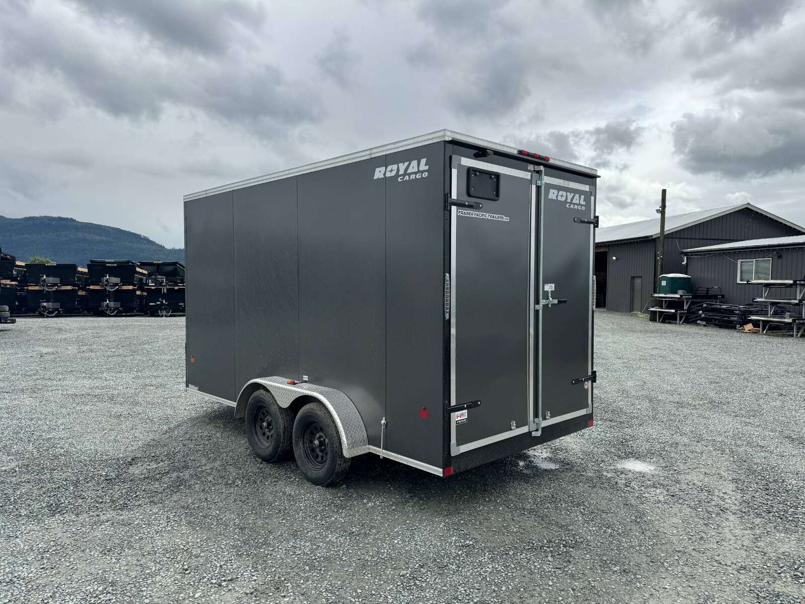 Photo of 2026 Royal Cargo 7X14 V Nose 7700LB GVW BARN DOORS Charcoal Grey Enclosed Cargo Trailer Extra Tall