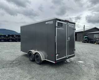 Thumbnail Photo of 2026 Royal Cargo 7X14 V Nose 7700LB GVW BARN DOORS Charcoal Grey Enclosed Cargo Trailer Extra Tall