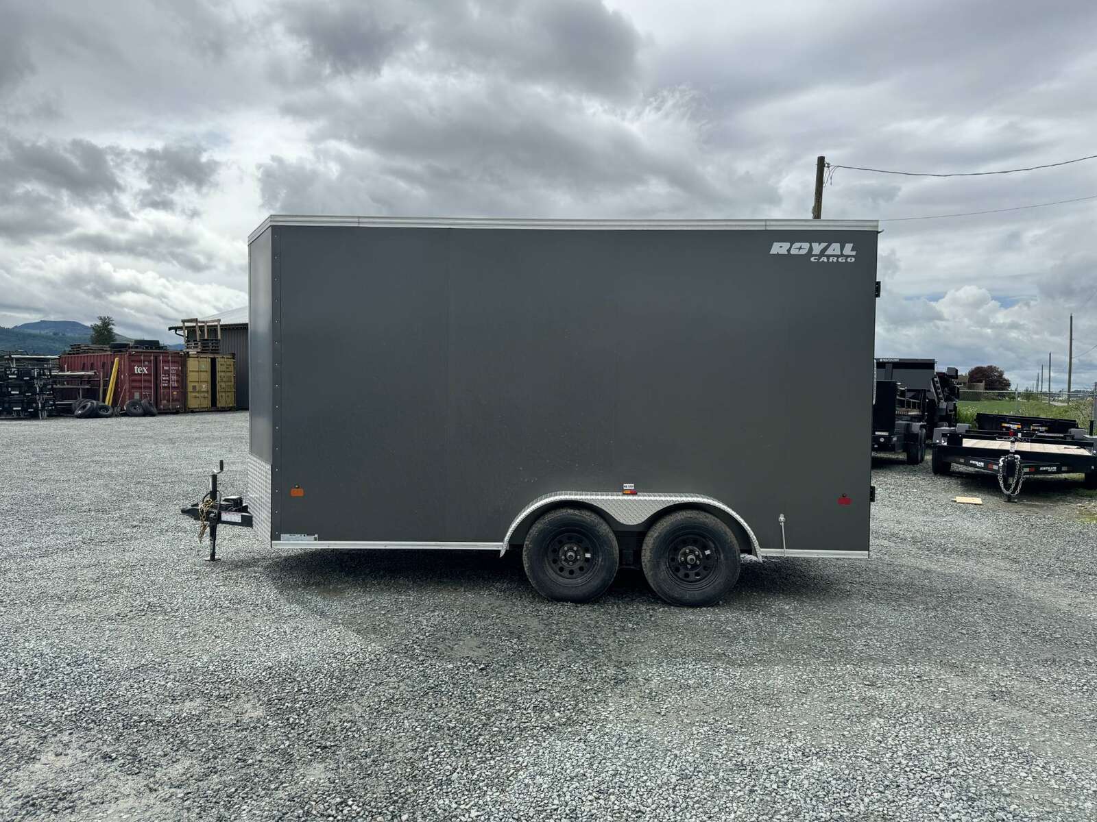 Photo of 2026 Royal Cargo 7X14 V Nose 7700LB GVW BARN DOORS Charcoal Grey Enclosed Cargo Trailer Extra Tall