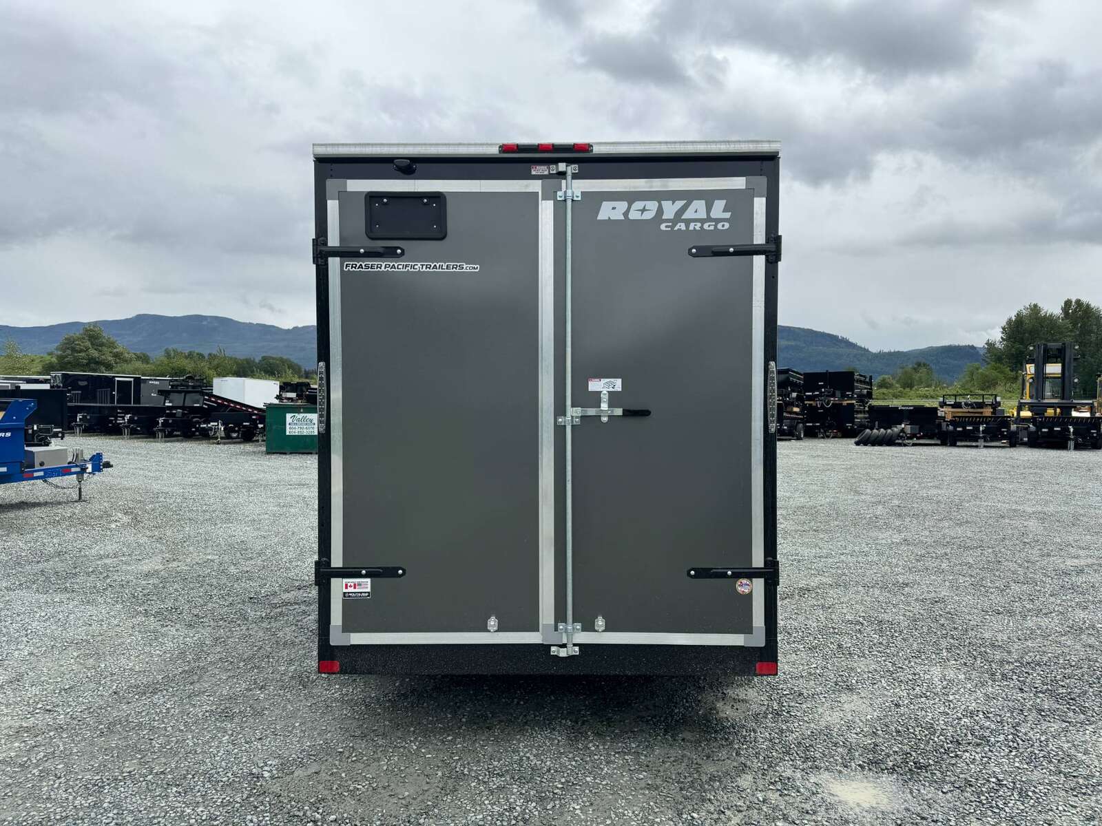 Photo of 2026 Royal Cargo 7X14 V Nose 7700LB GVW BARN DOORS Charcoal Grey Enclosed Cargo Trailer Extra Tall